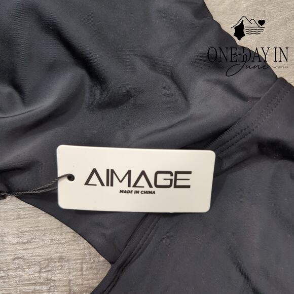 Aimage Ruffle Shoulder Keyhole One Piece Swimsuit Size XL - Picture 4 of 7
